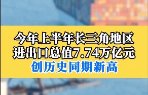 上半年進出口7.74萬億元 長三角外貿(mào)全國占比進一步提升